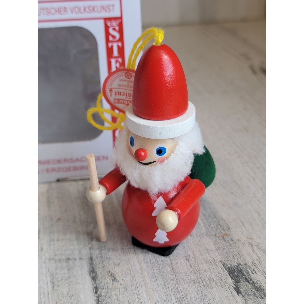 Steinbach Santa Claus hiking vintage German ornament Xmas wooden home